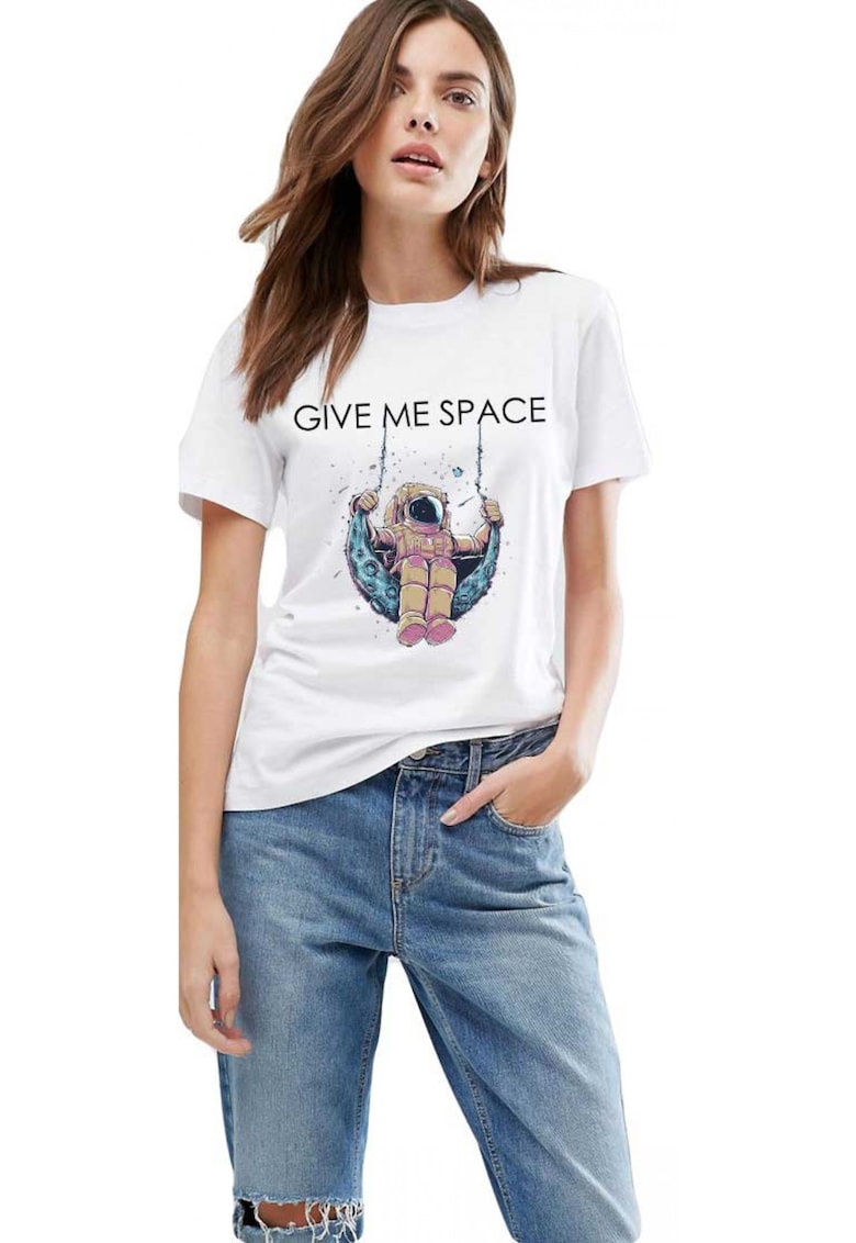 Tricou dama alb - Give me space