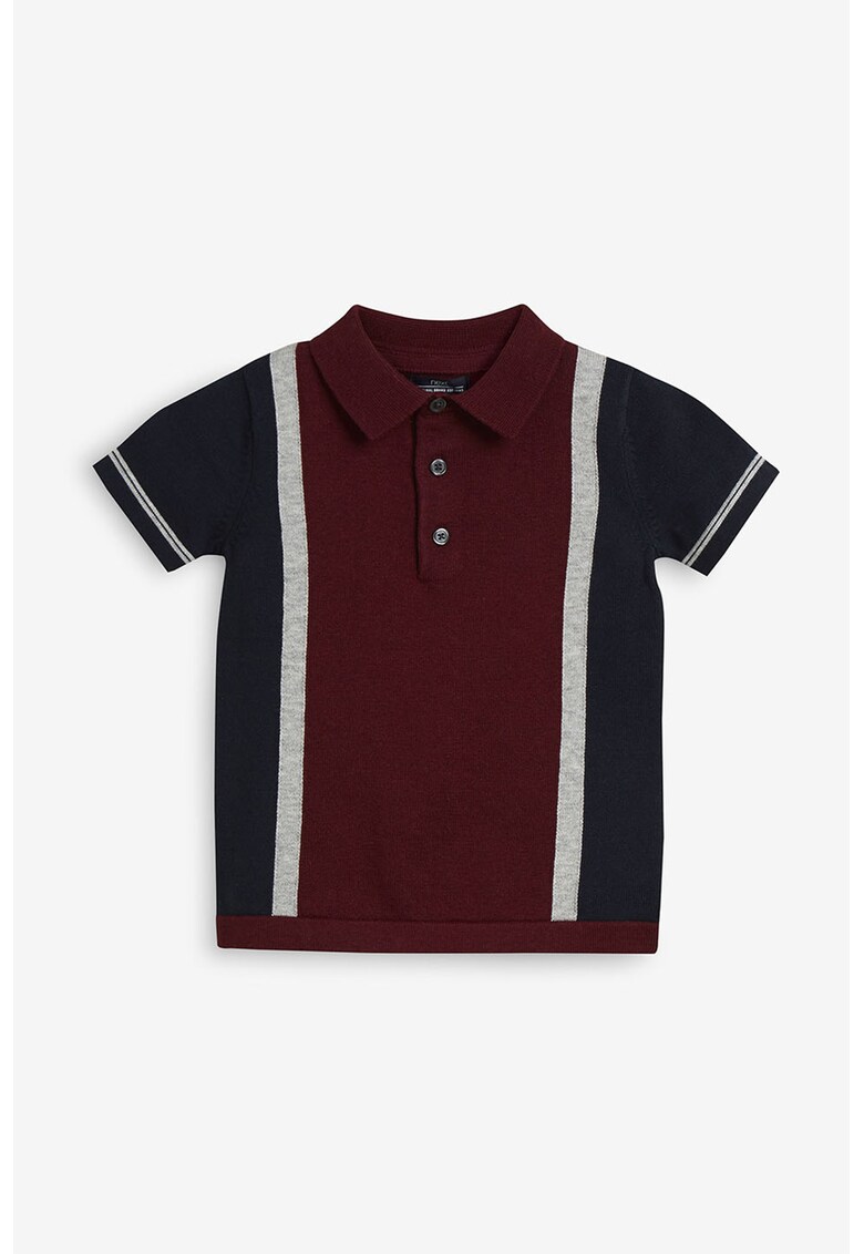 Tricou polo tricotat - cu model colorblock