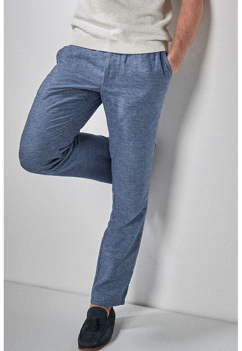 Pantaloni chino slim fit din amestec de in