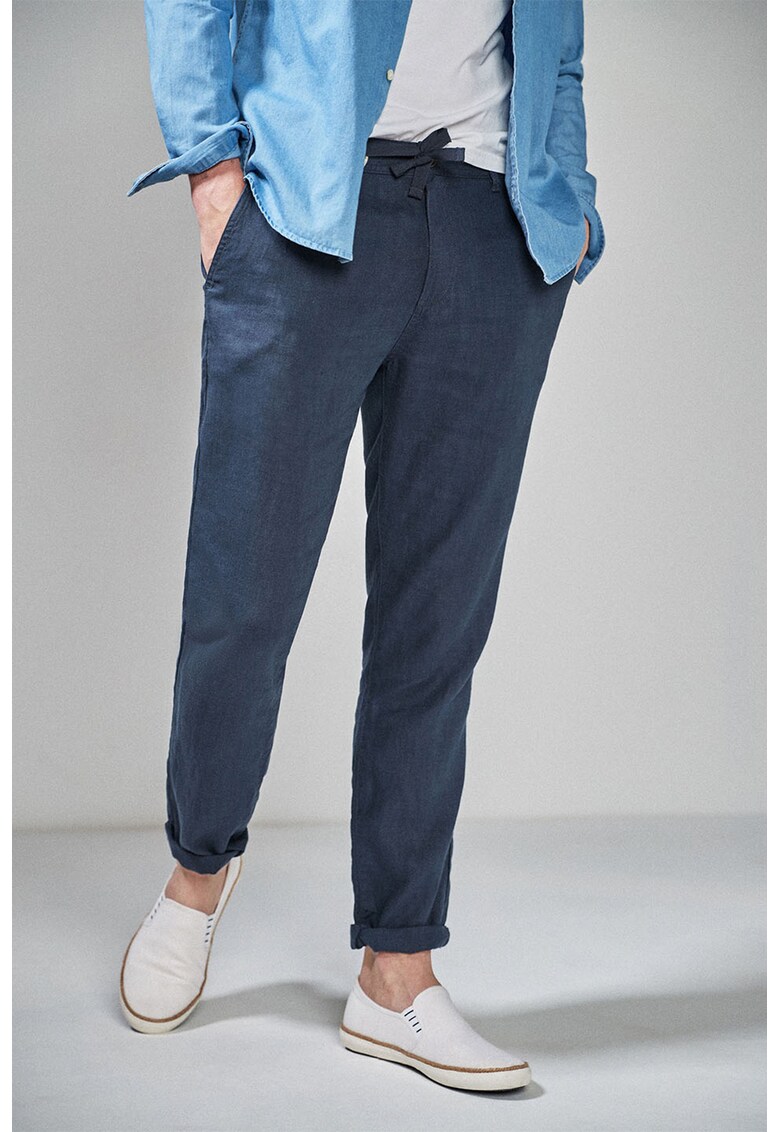 Pantaloni slim fit de in cu snur