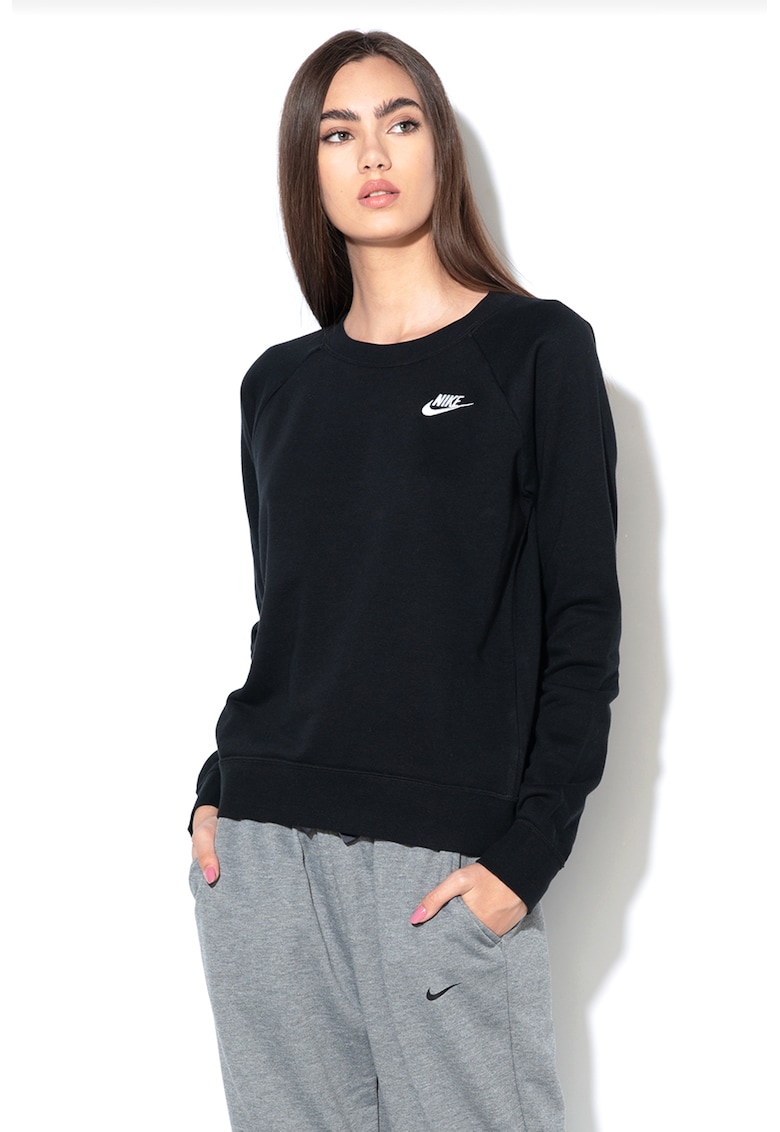 Bluza sport cu logo si maneci raglan Essential - Negru