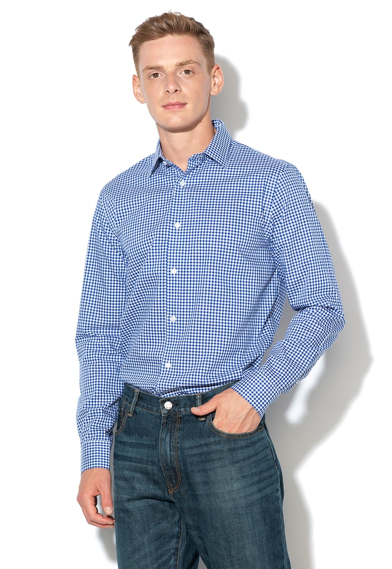 Camasa slim fit cu model gingham