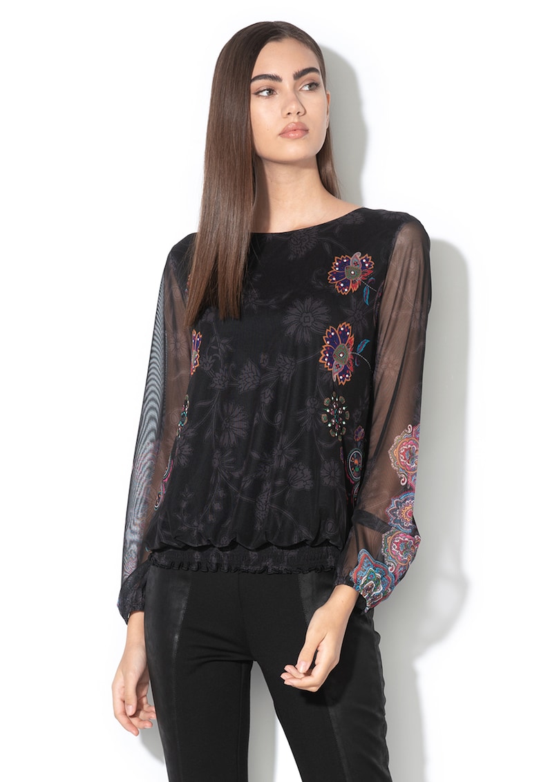 Bluza de plasa cu model floral Andora