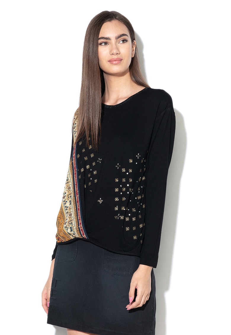 Bluza cu model floral si strasuri Bridget