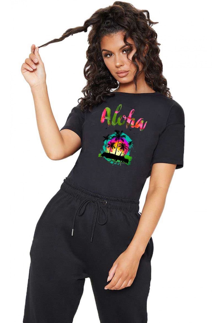 Tricou dama negru - Aloha Exotic