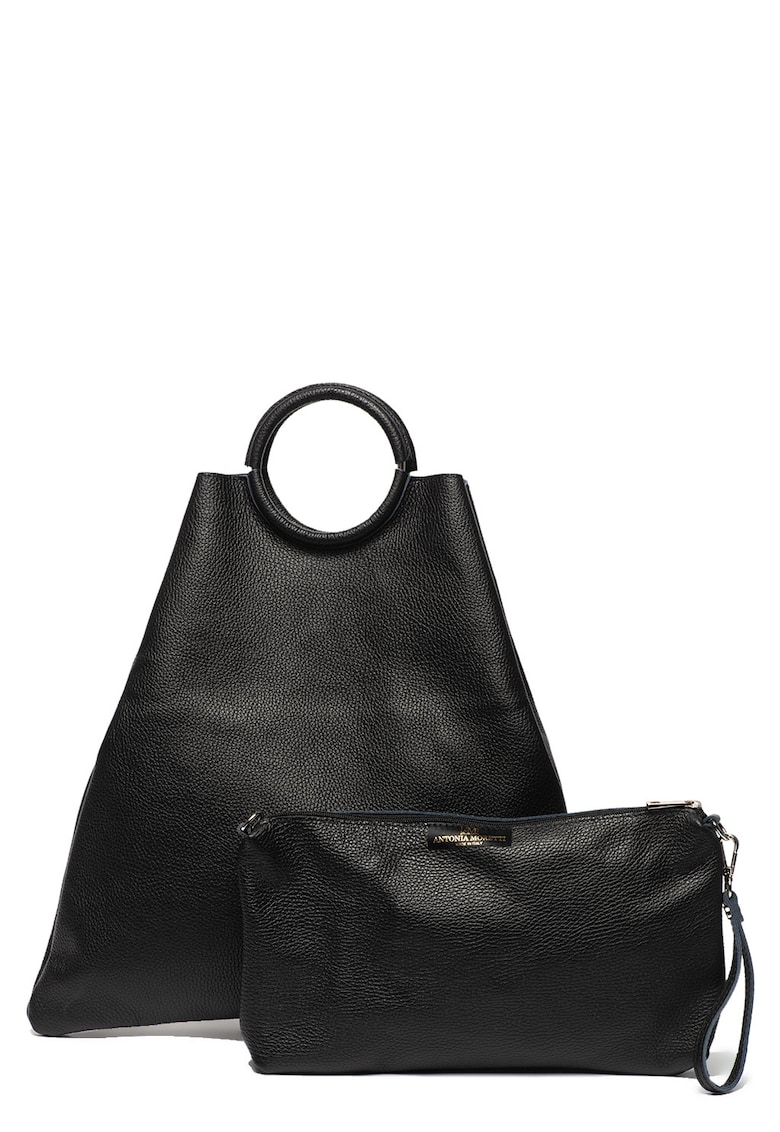 Geanta de mana din piele - cu etui interior - Negru