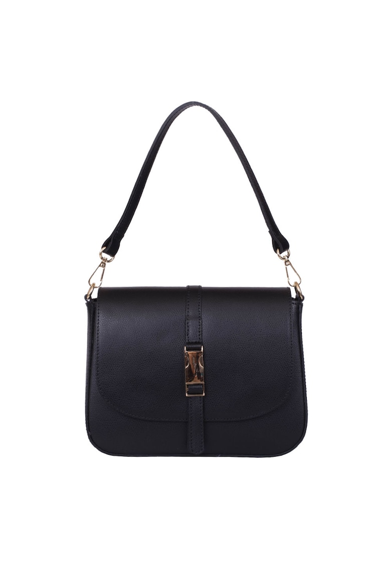 Poseta din piele naturala Aretha fucsia - Negru