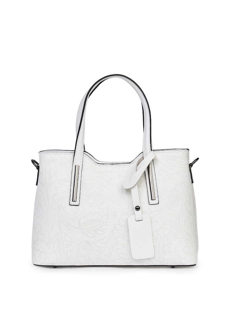 Geanta din piele naturala cu model floral Samantha