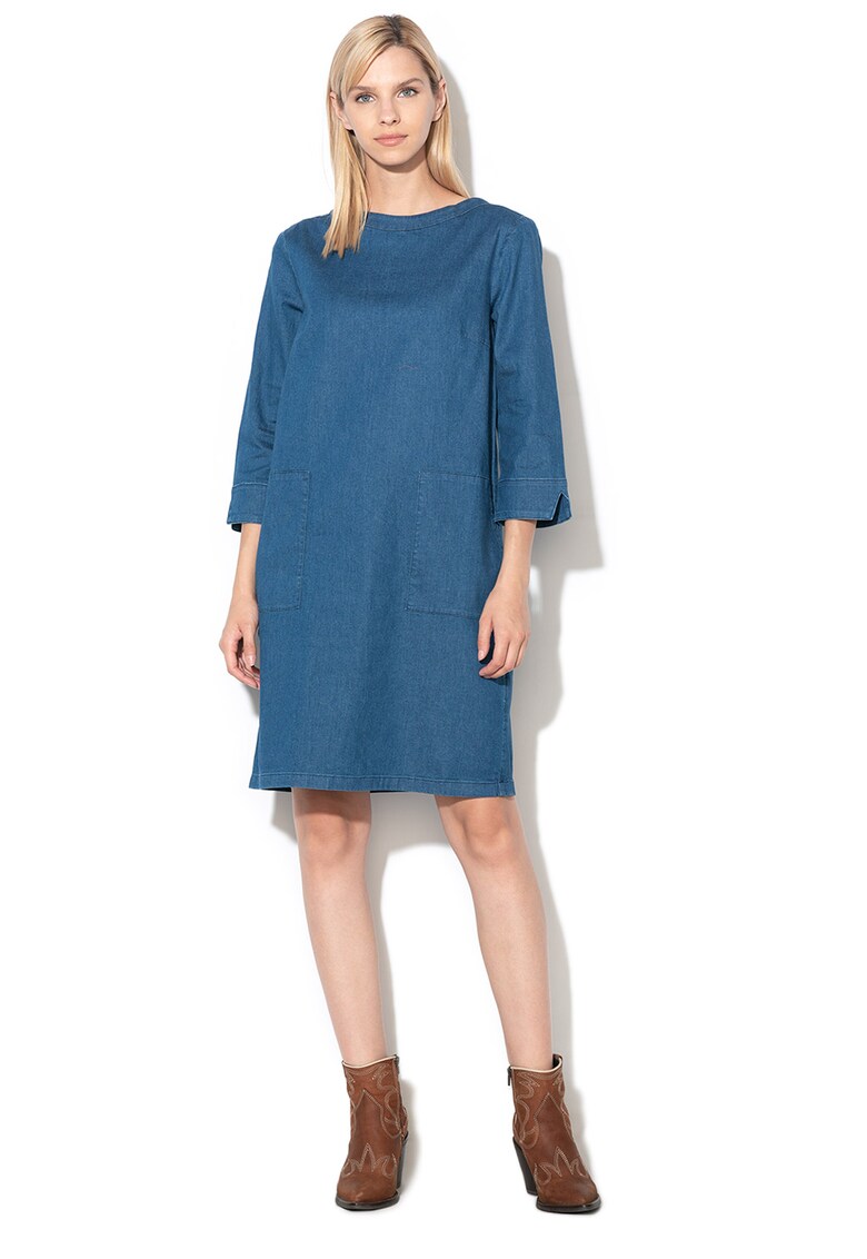 Rochie din chambray - cu buzunare