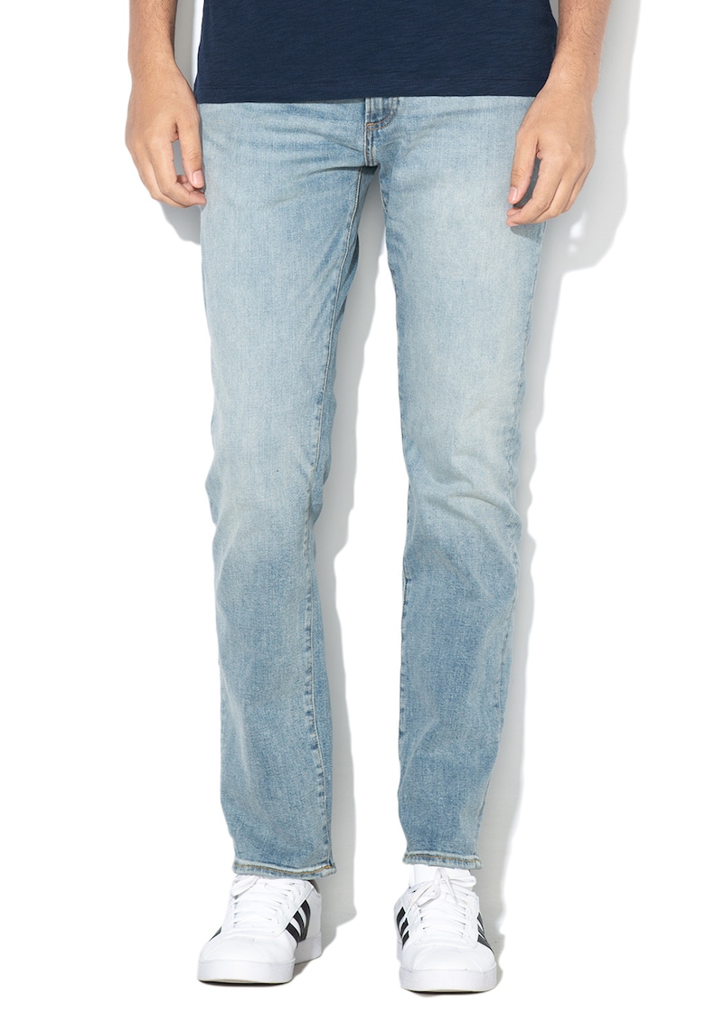 Blugi straight fit cu aspect deteriorat