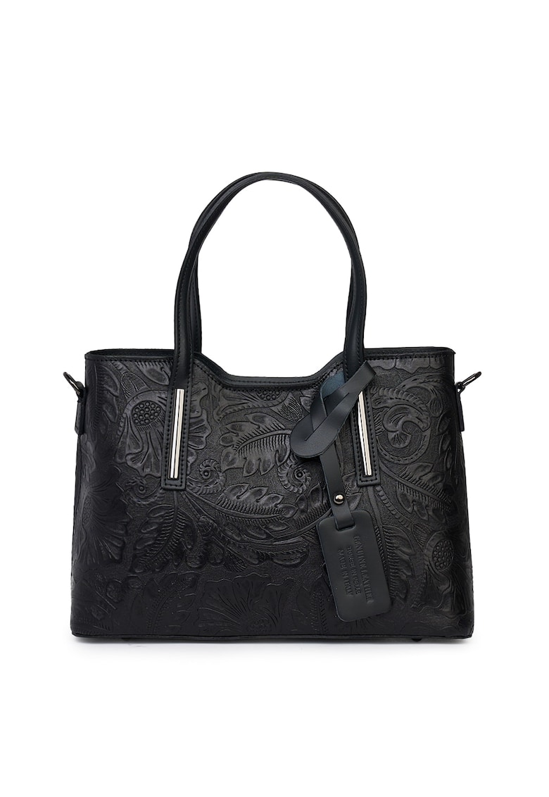 Geanta din piele naturala cu model floral Samantha