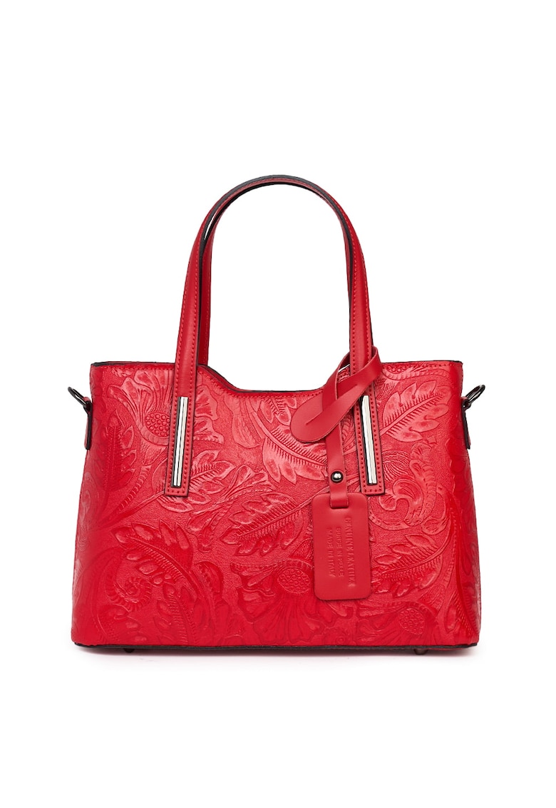 Geanta din piele naturala cu model floral Samantha