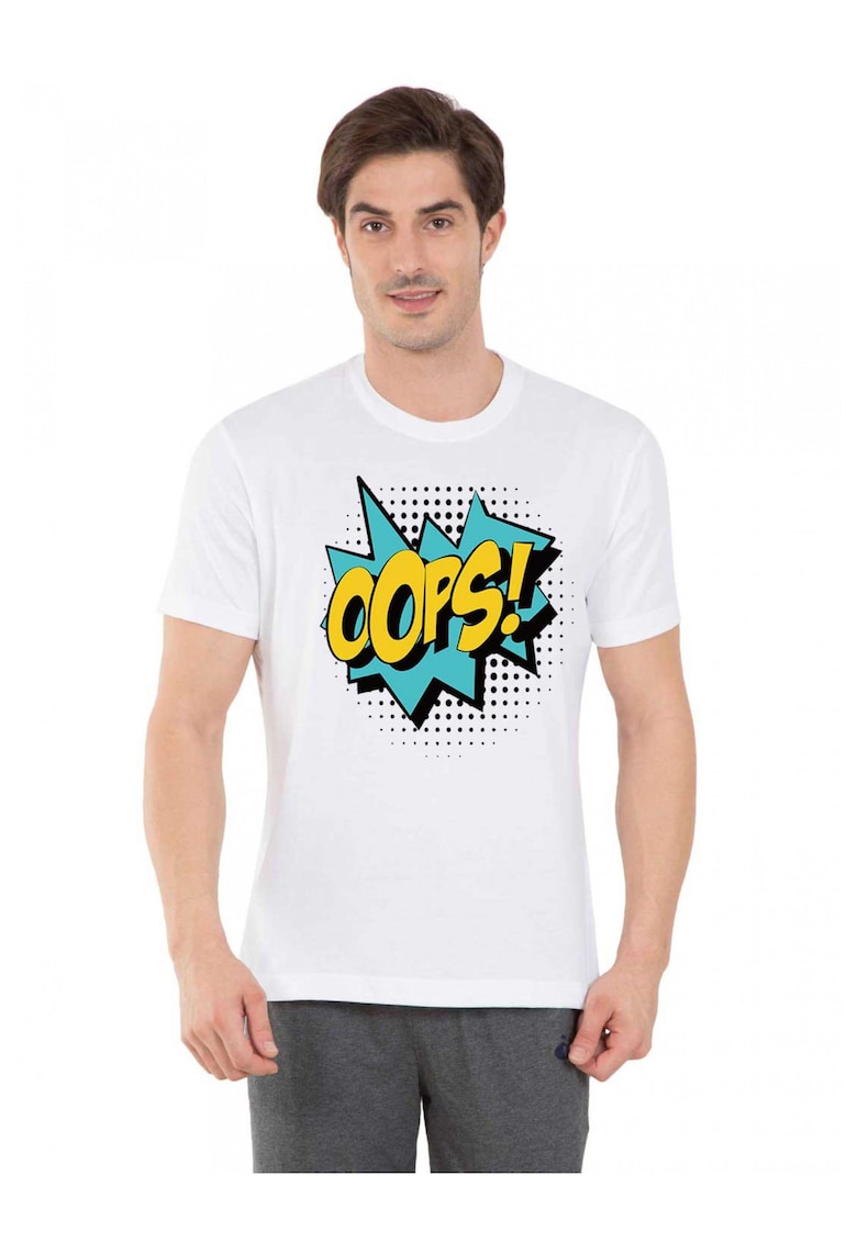 Tricou barbati alb - Oops