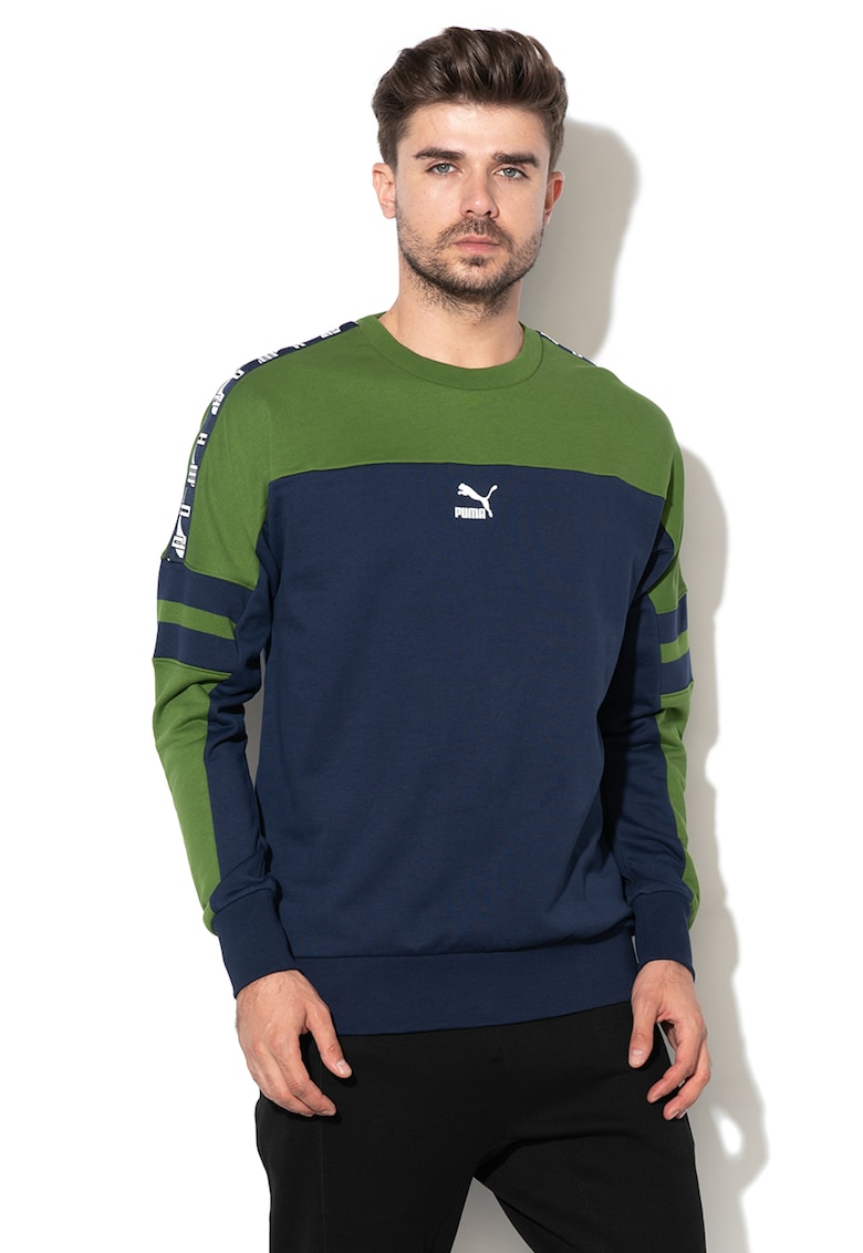 Bluza sport cu decolteu la baza gatului si model colorblock