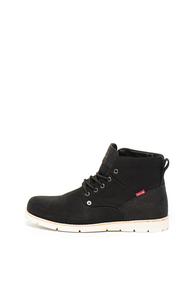 Ghete din piele nabuc cu insertii textile Jax