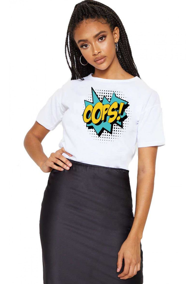 Tricou dama alb - Oops