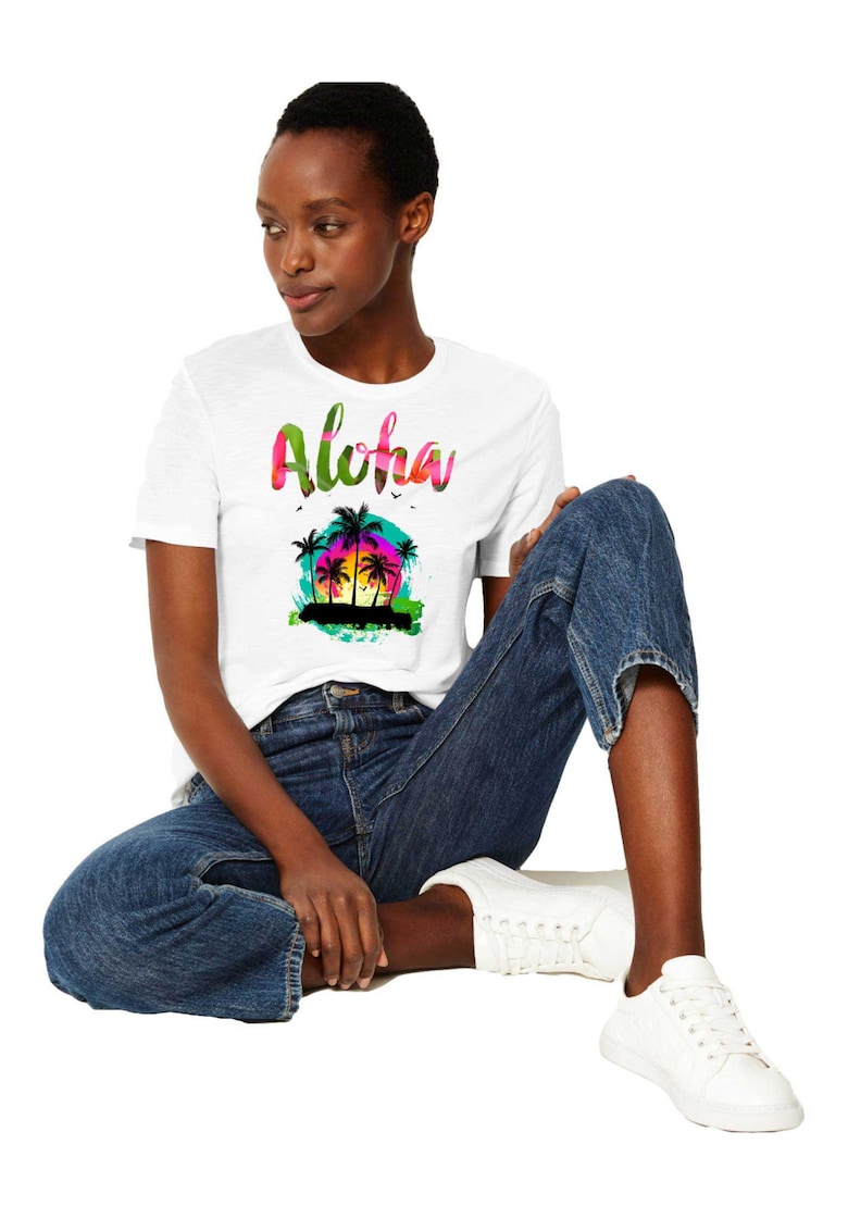 Tricou dama alb Aloha