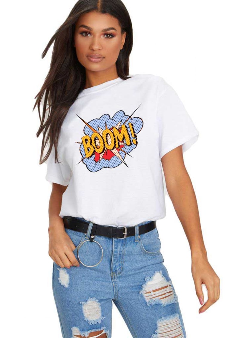 Tricou dama alb - Boom