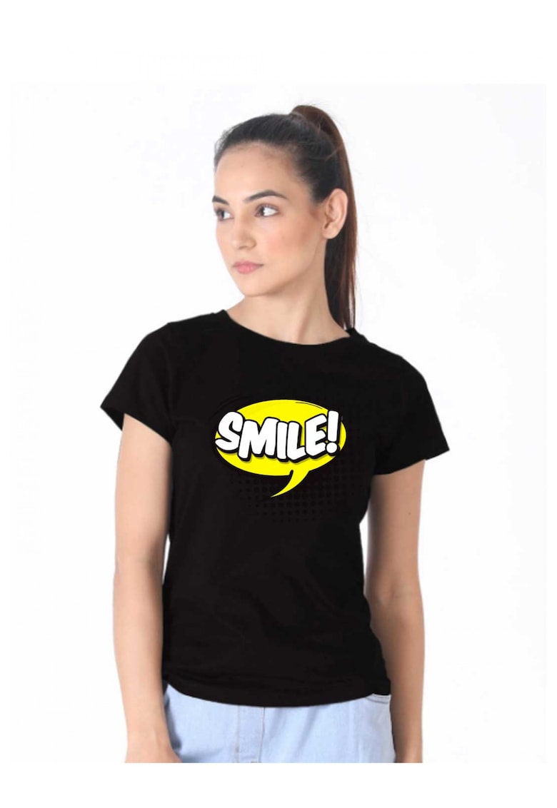 Tricou dama negru - Smile