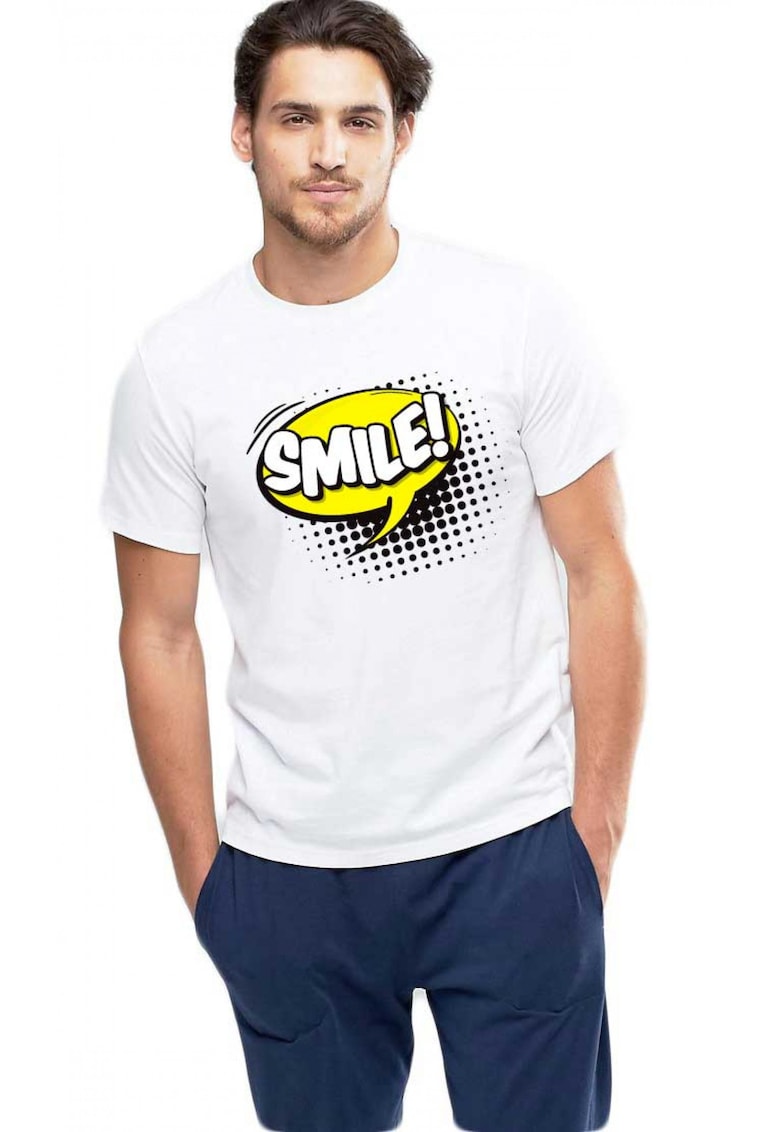 Tricou barbati alb - Smile