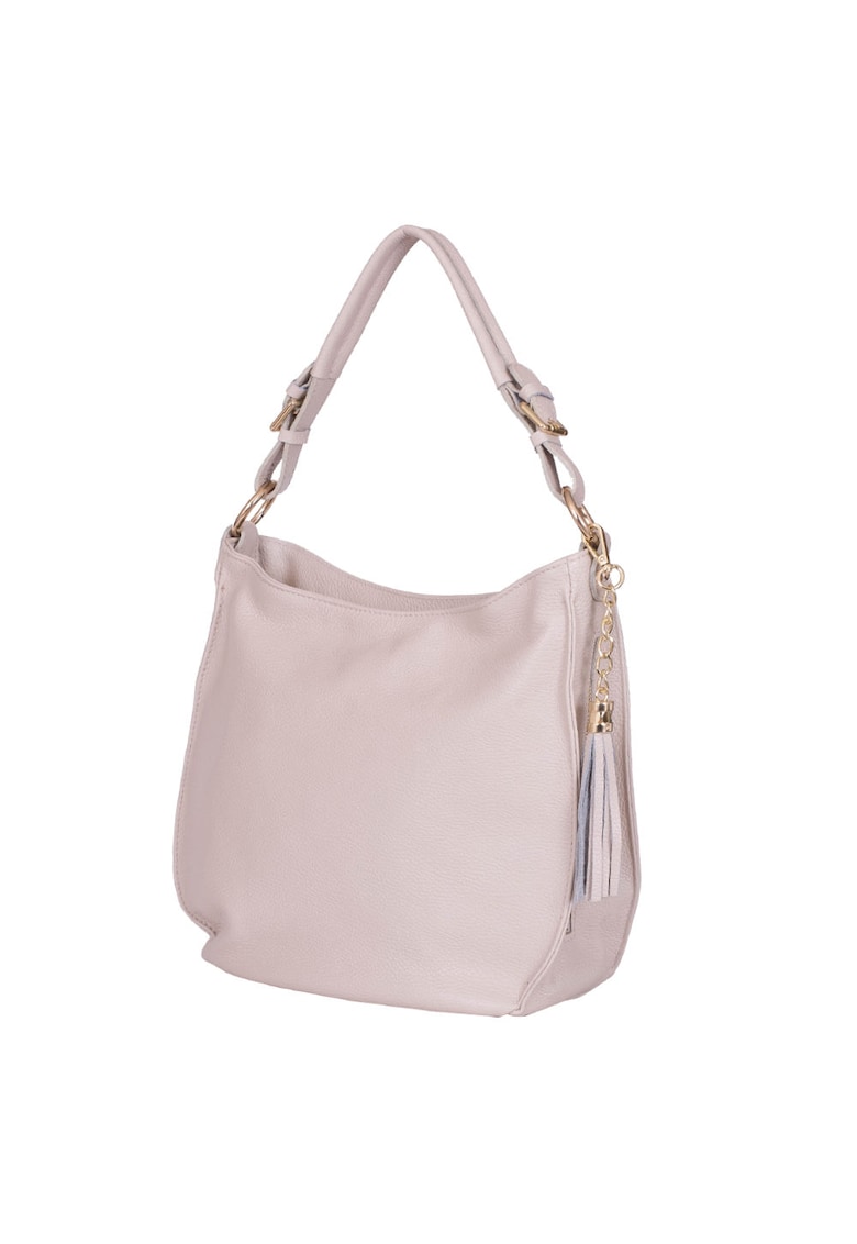 Geanta dama Edina din piele naturala - Crem - 29x36cm