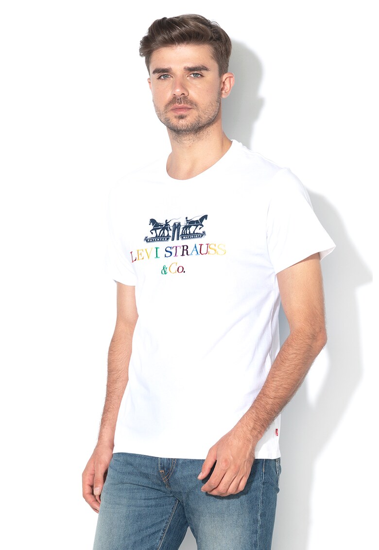 Tricou cu decolteu la baza gatului si logo brodat