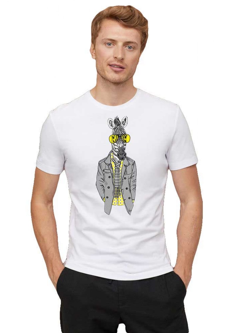 Tricou barbati alb - Zebra Fashion
