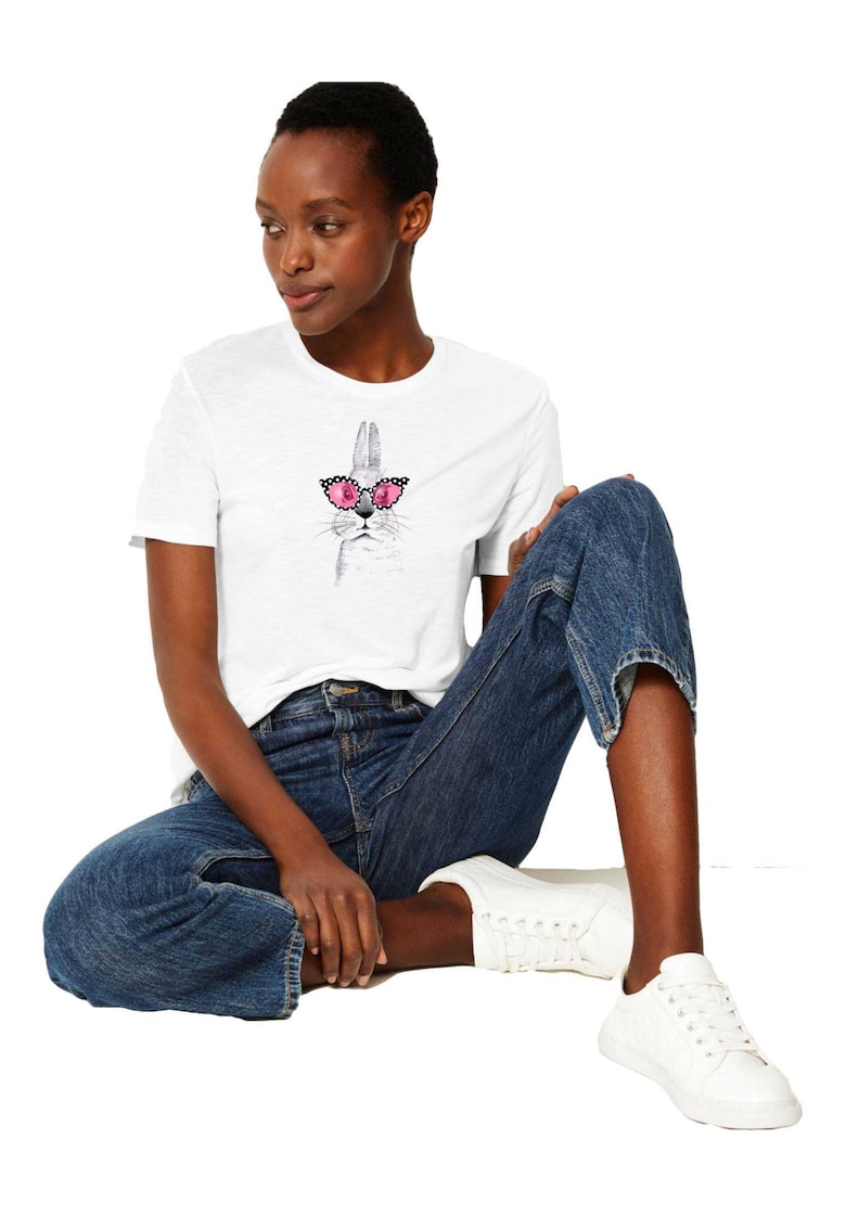 Tricou dama alb - Bunny Fashion