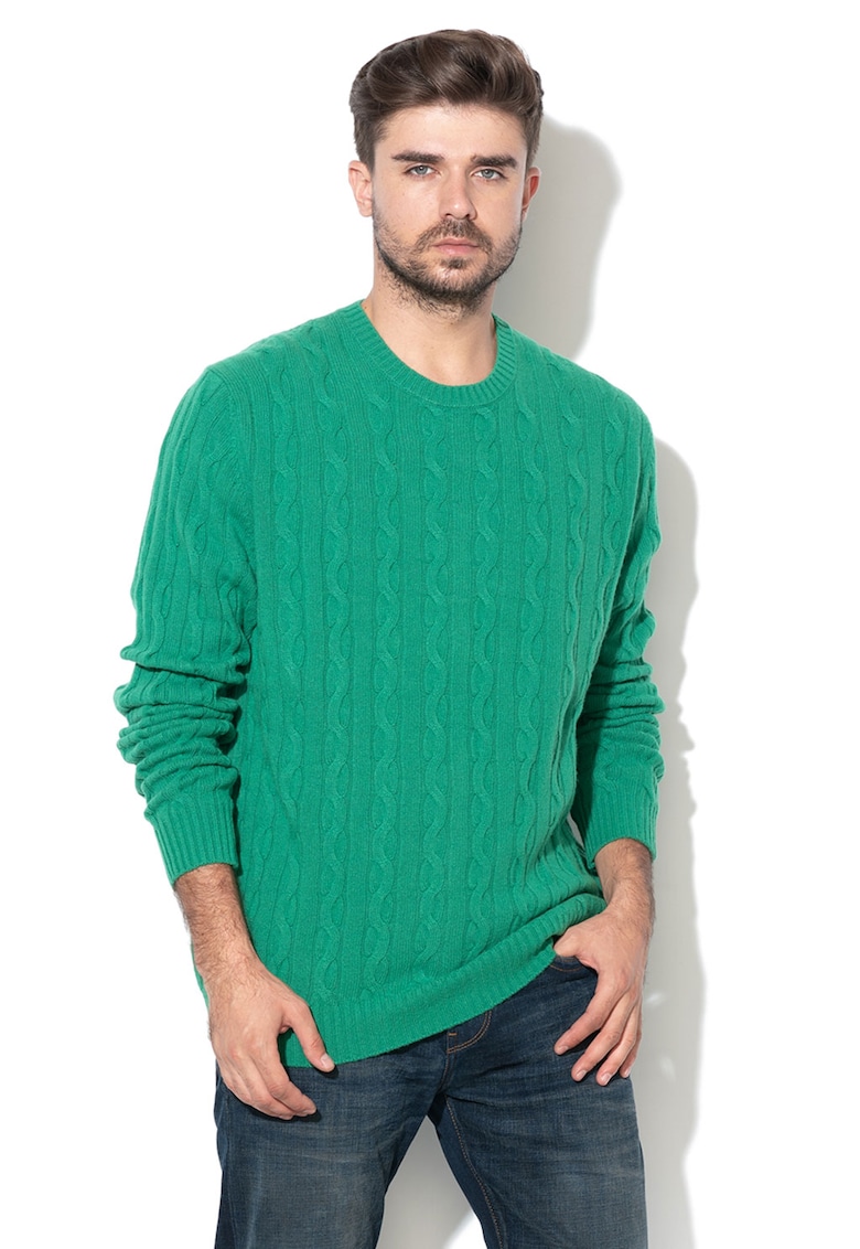 Pulover din amestec de lana - cu model torsade