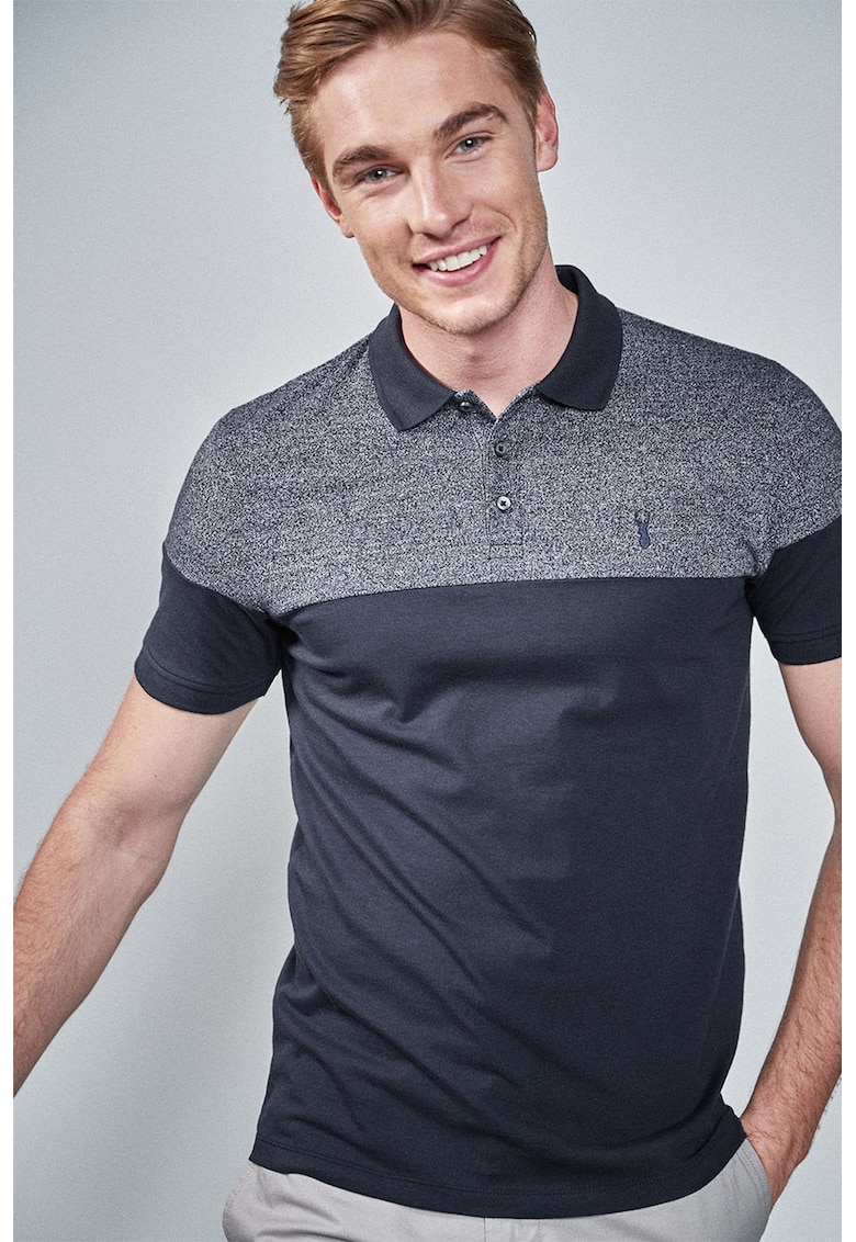 Tricou polo regular fit cu model colorblock