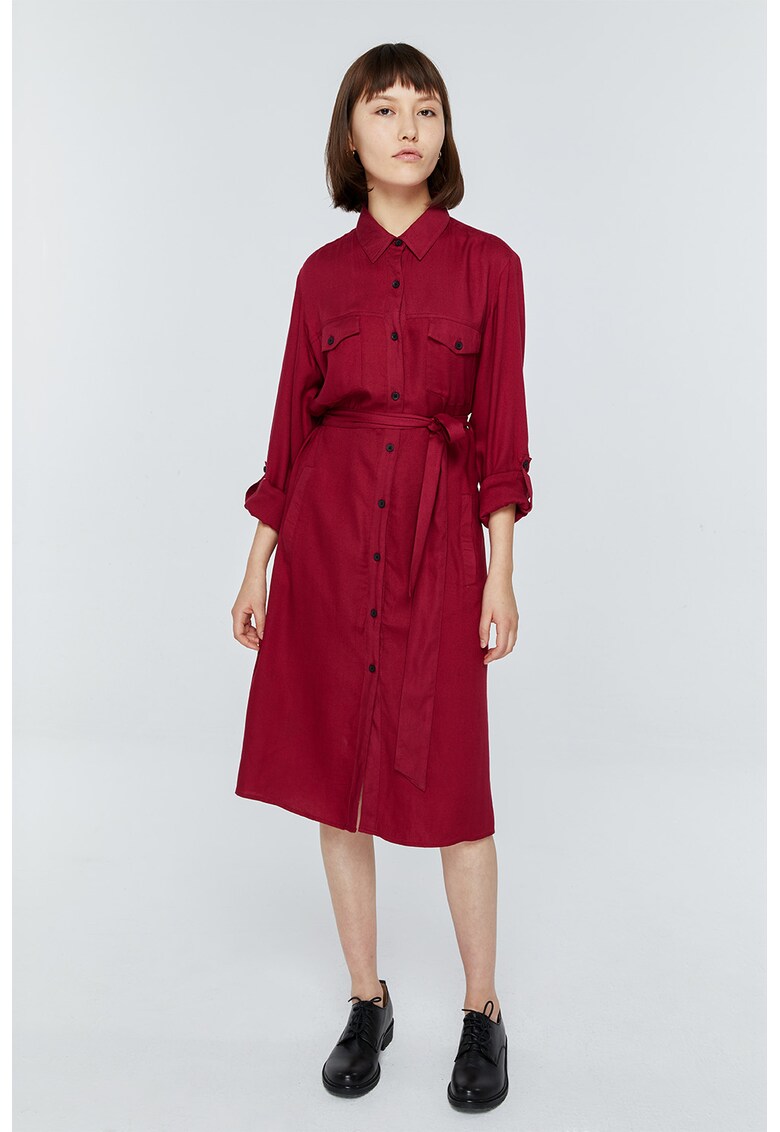 Rochie midi tip camasa - cu cordon Rochie midi tip camasa - cu cordon