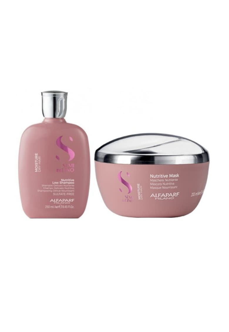 Set pentru par uscat si deteriorat Alfaparf Semi Di Lino Moisture Nutritive - 250 ml Sampon - 200 ml Masca