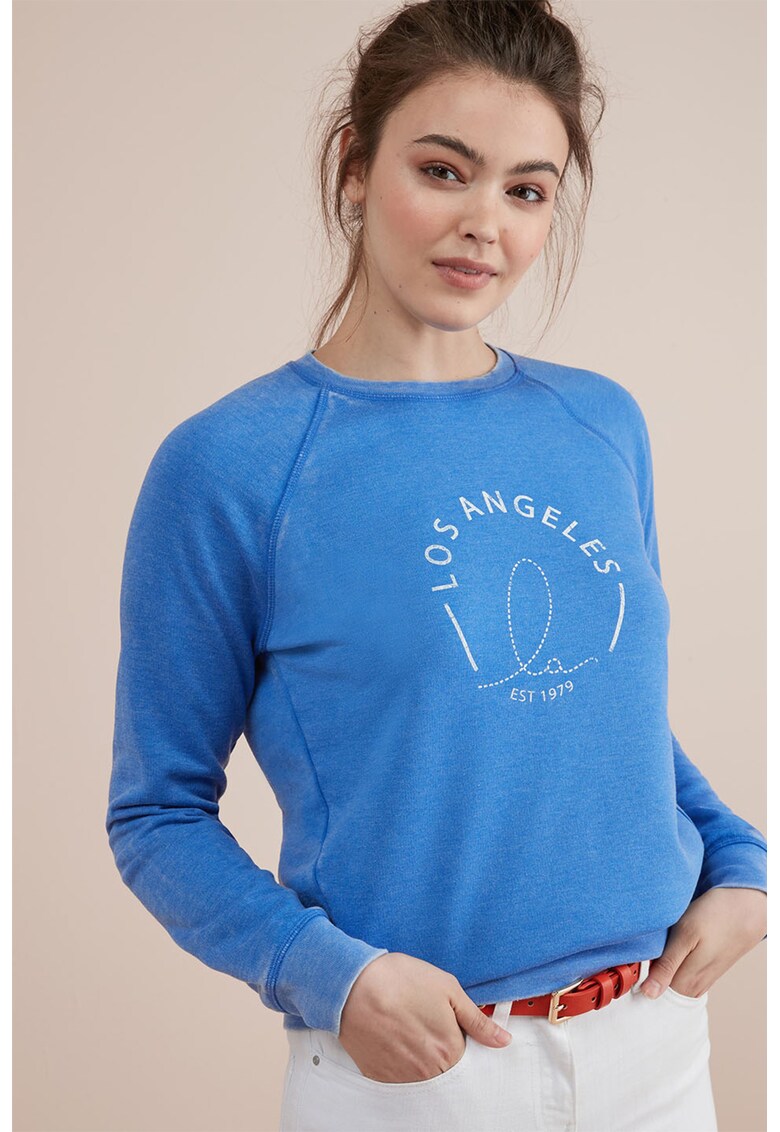 Bluza sport cu maneci raglan si text