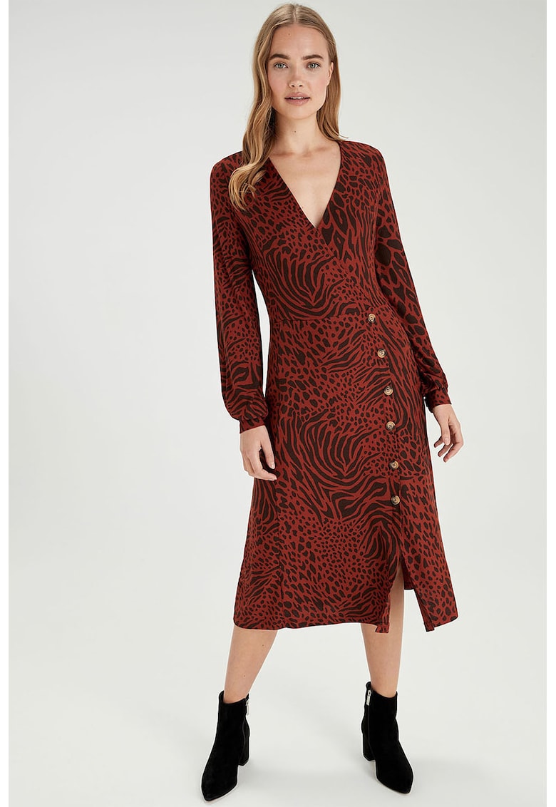 Rochie midi petrecuta - cu animal print