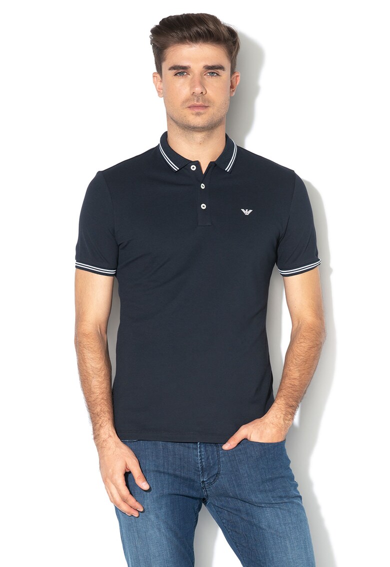 Tricou polo din pique - cu logo discret