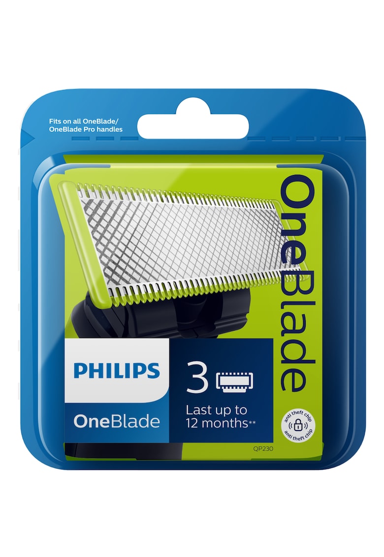 Rezerva OneBlade QP230/50 kit 3 lame - compatibil OneBlade si OneBladePro - Verde