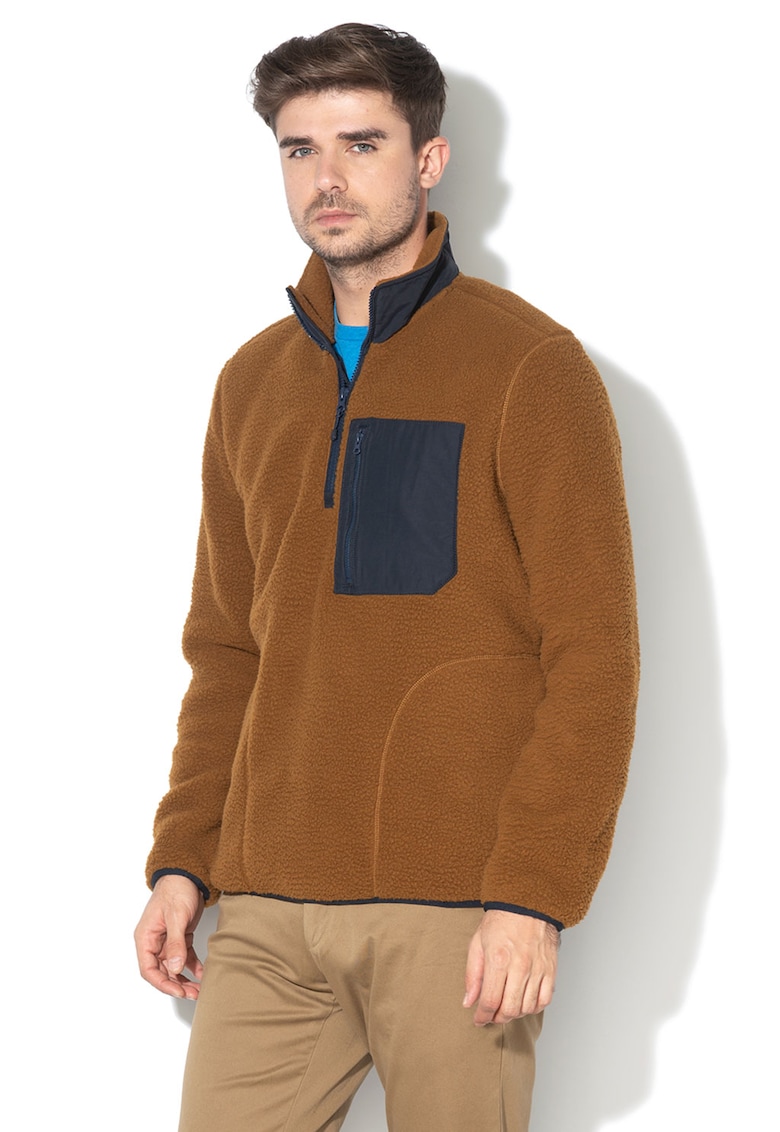 Bluza sport din fleece cu fenta cu fermoar