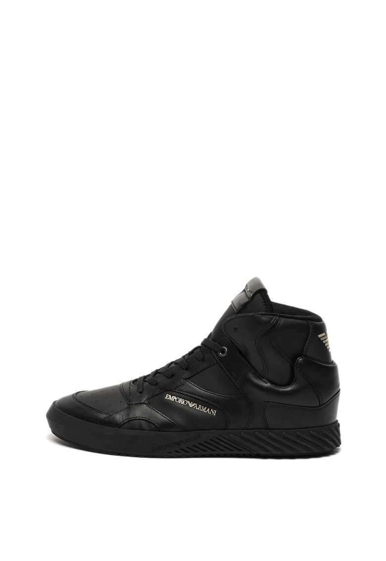 Pantofi sport mid-high de piele ecologica si material textil