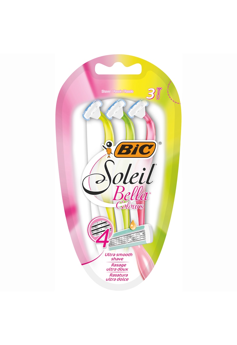 Aparat de Ras pentru femei Soleil Bella Colours - 4 lame - pachet standard - 3 bucati