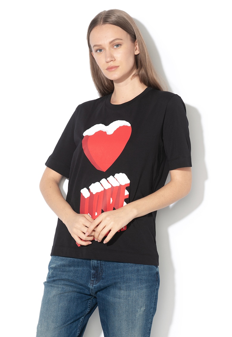 Tricou cu imprimeu grafic si logo