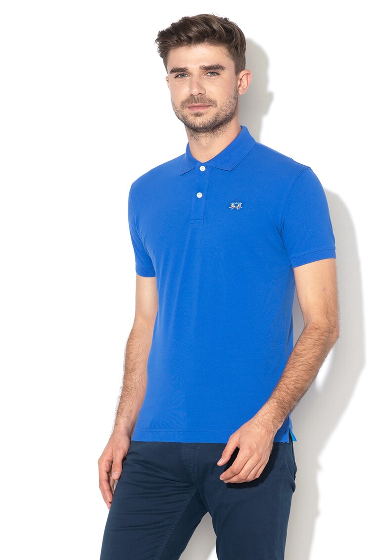 Tricou polo slim fit cu broderie logo