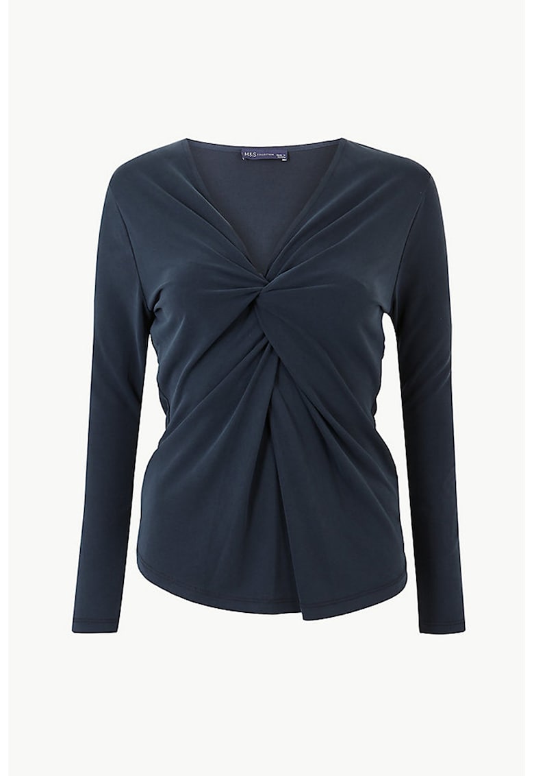 Top slim fit cu model uni - Negru