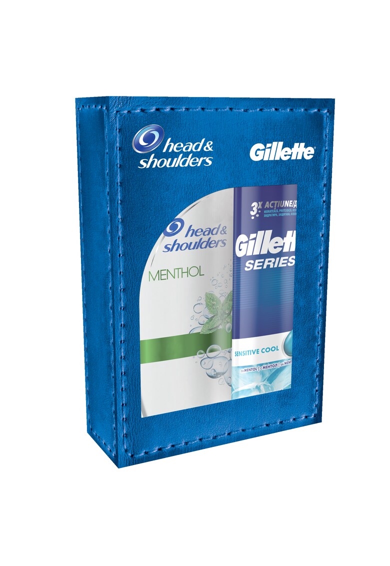 Set cadou: Sampon Menthol - 675 ml + Gel de ras Gillette Series Sensitive Cool - 200 ml