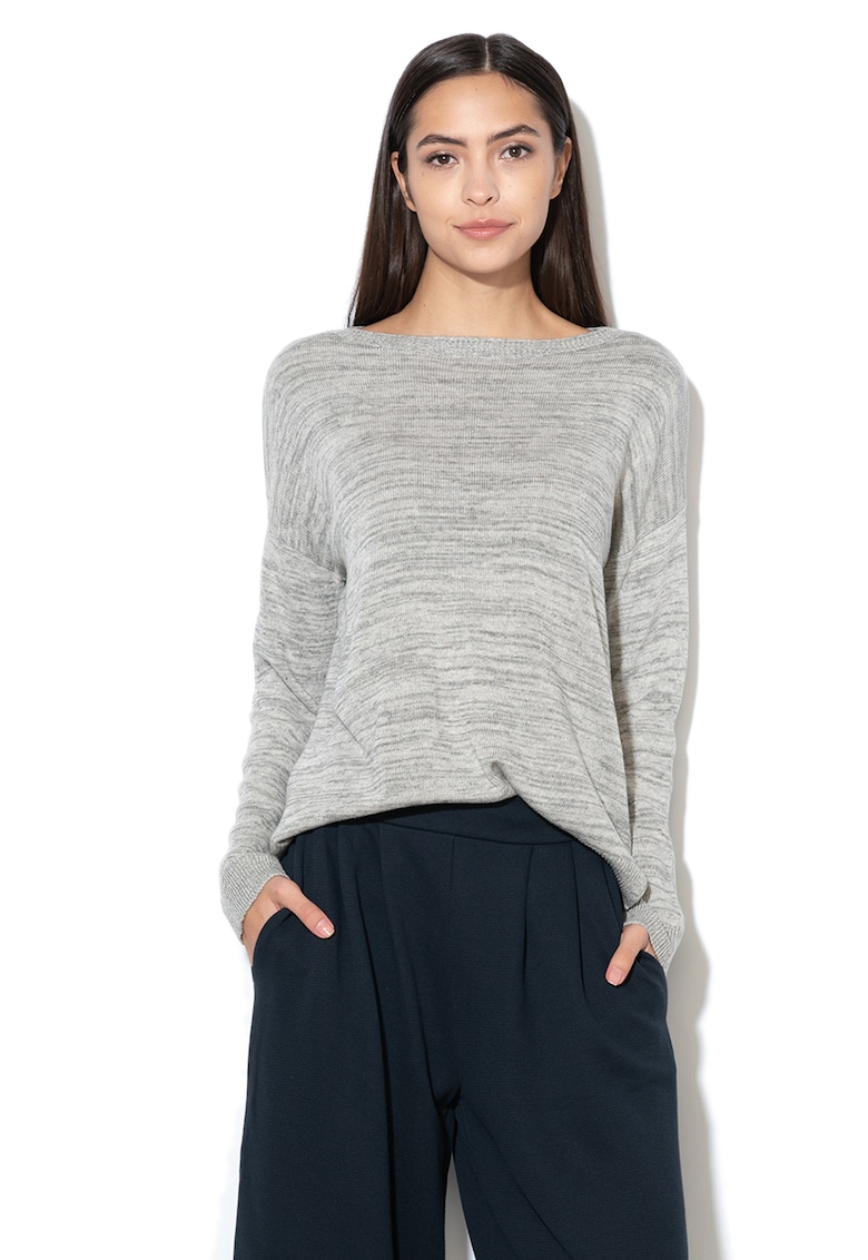 Pulover de casa din amestec de bumbac - Gri melange