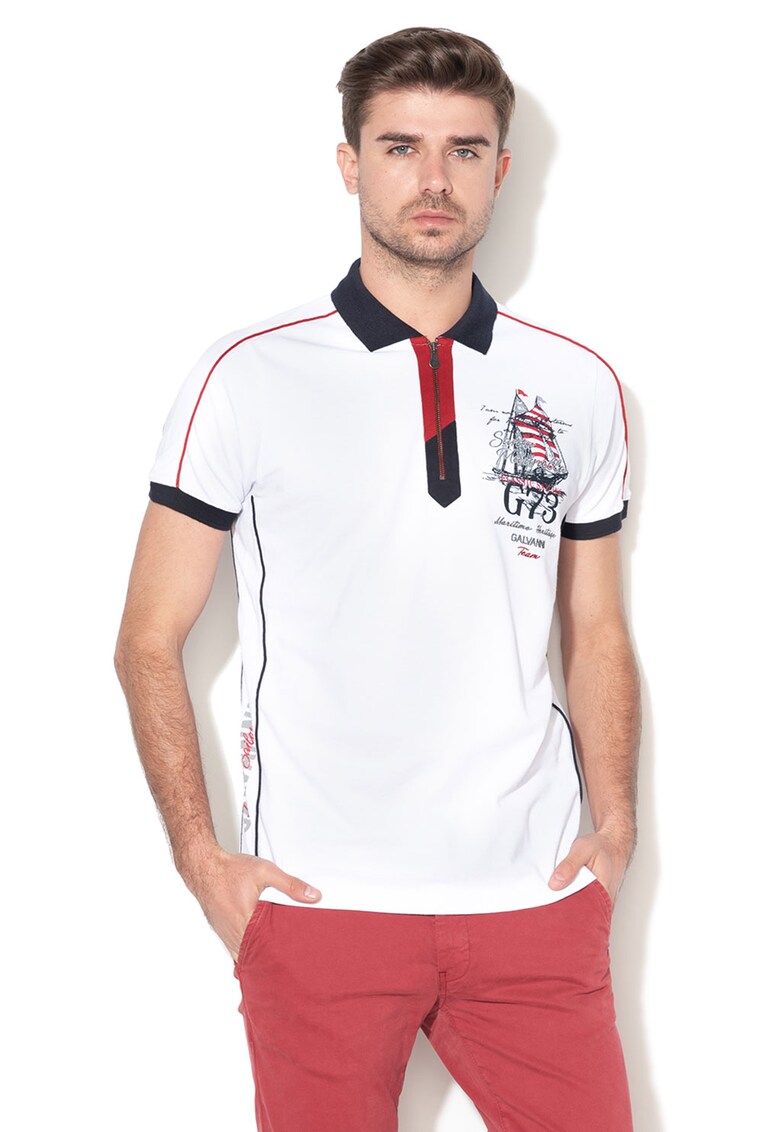 Tricou polo din material pique cu broderie Beder