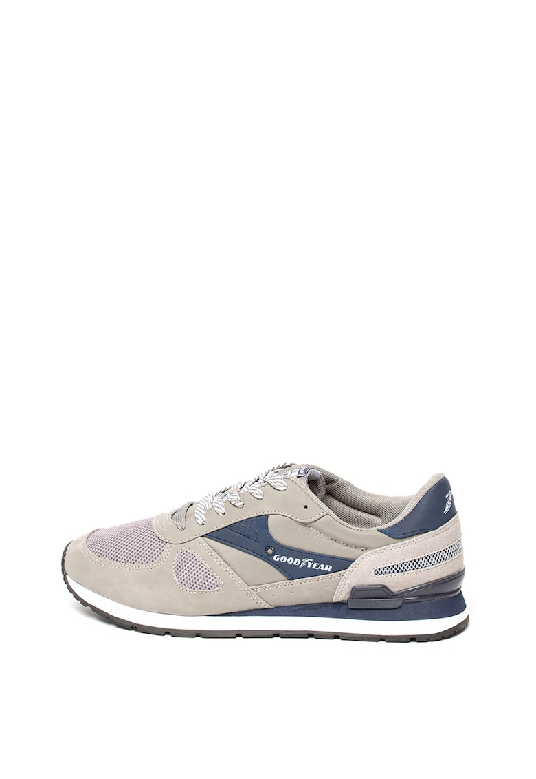 Pantofi sport de piele ecologica cu insertii de plasa
