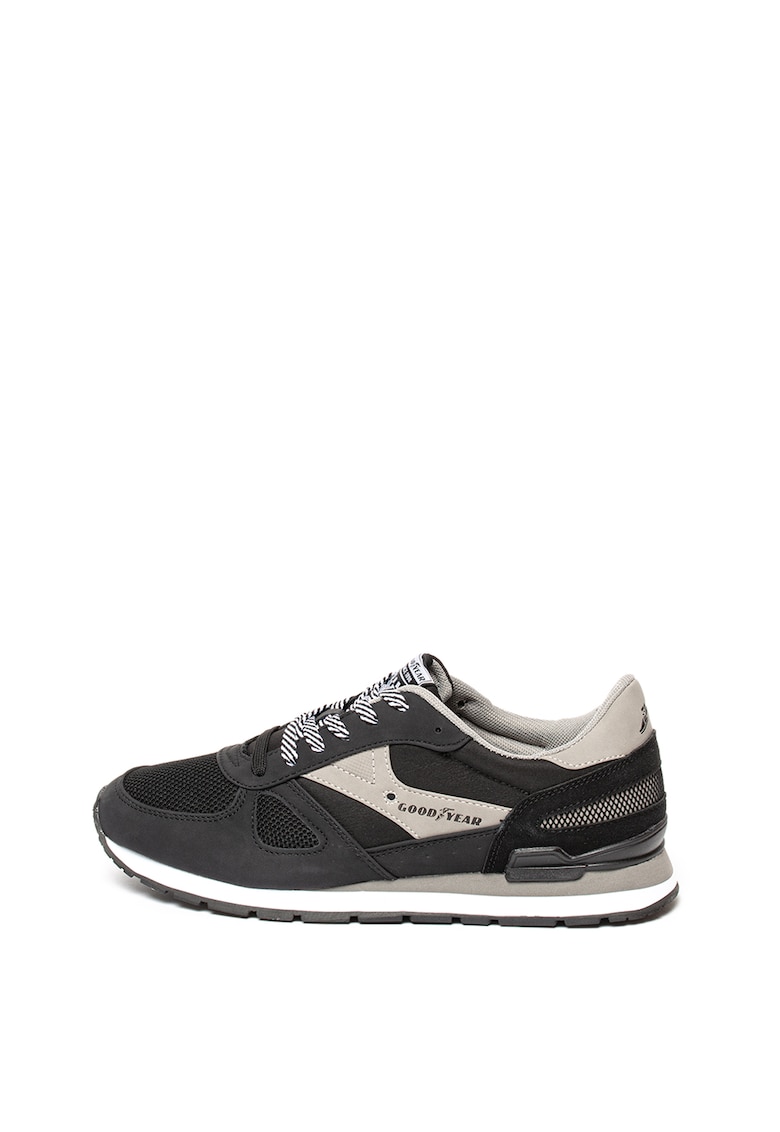 Pantofi sport de piele ecologica cu insertii de plasa