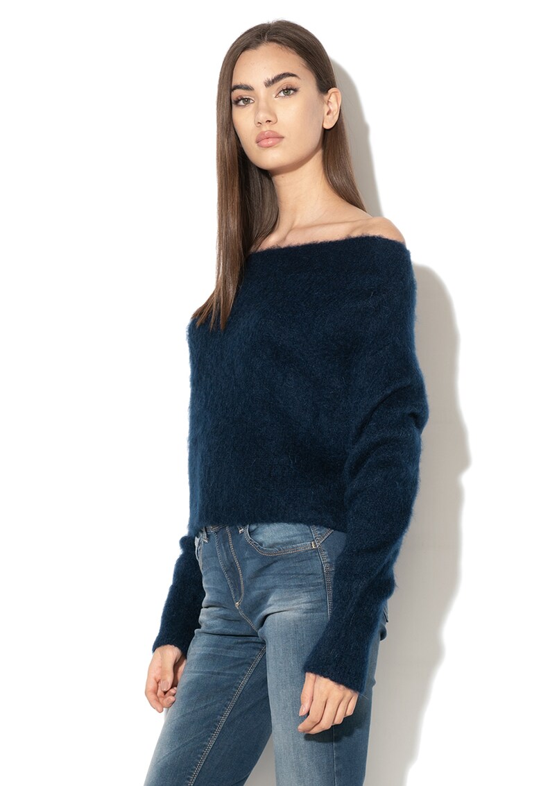 Pulover din amestec de mohair - cu decolteu pe umeri