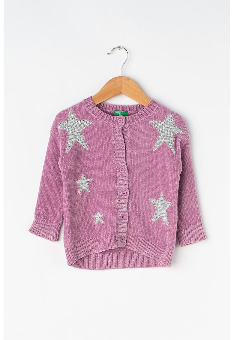 Cardigan cu imprimeu si insertii de lurex