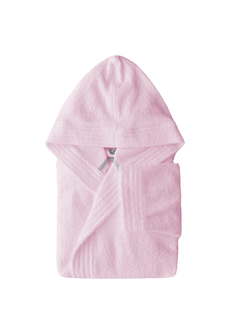 Halat de baie femei cu gluga - 100% bumbac - roz imagine
